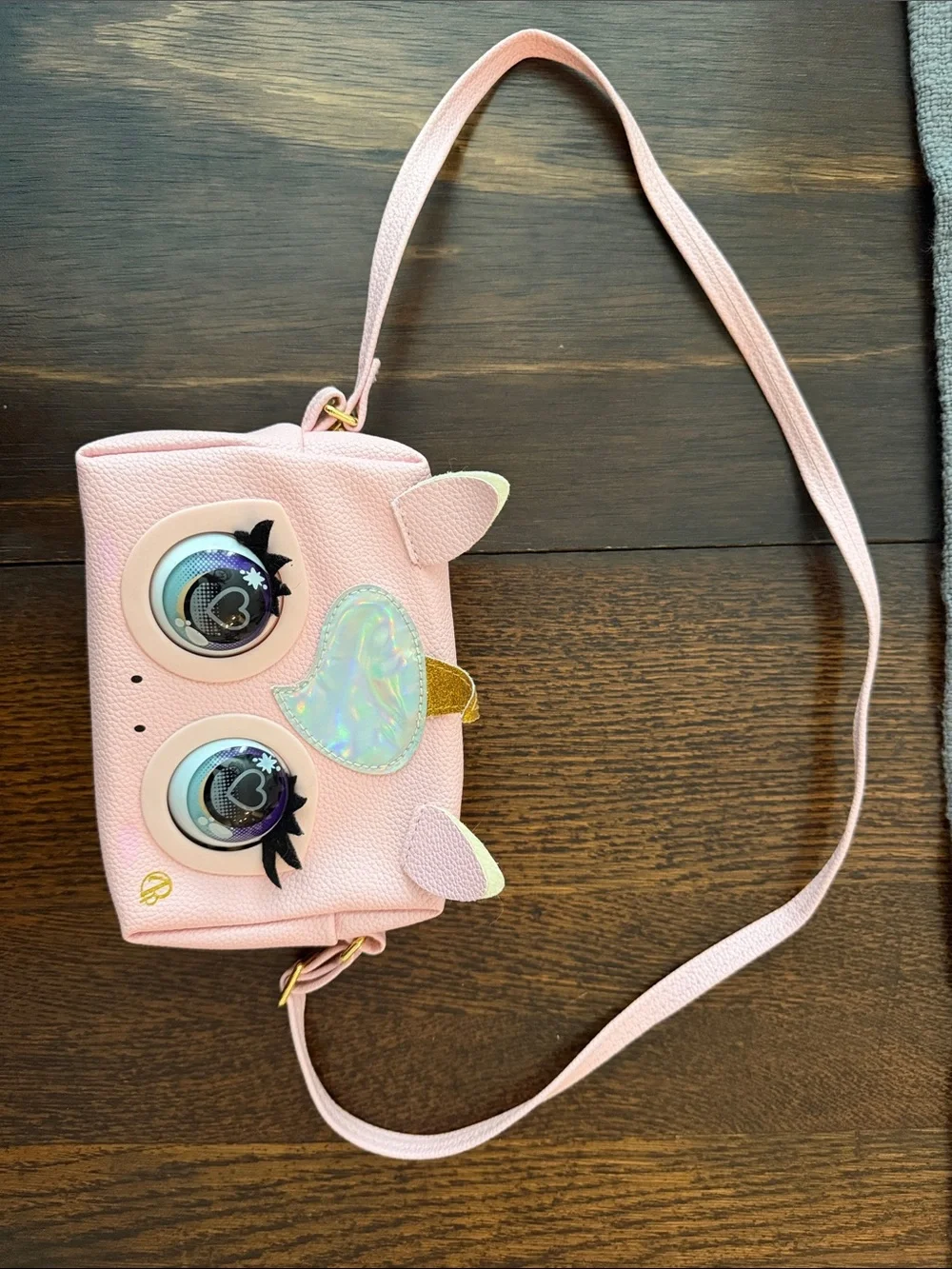 Girls' Pink Unicorn Crossbody Bag with Holographic Horn